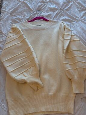 Cream Puff Sleeve Knit Sweater Dress - Women's